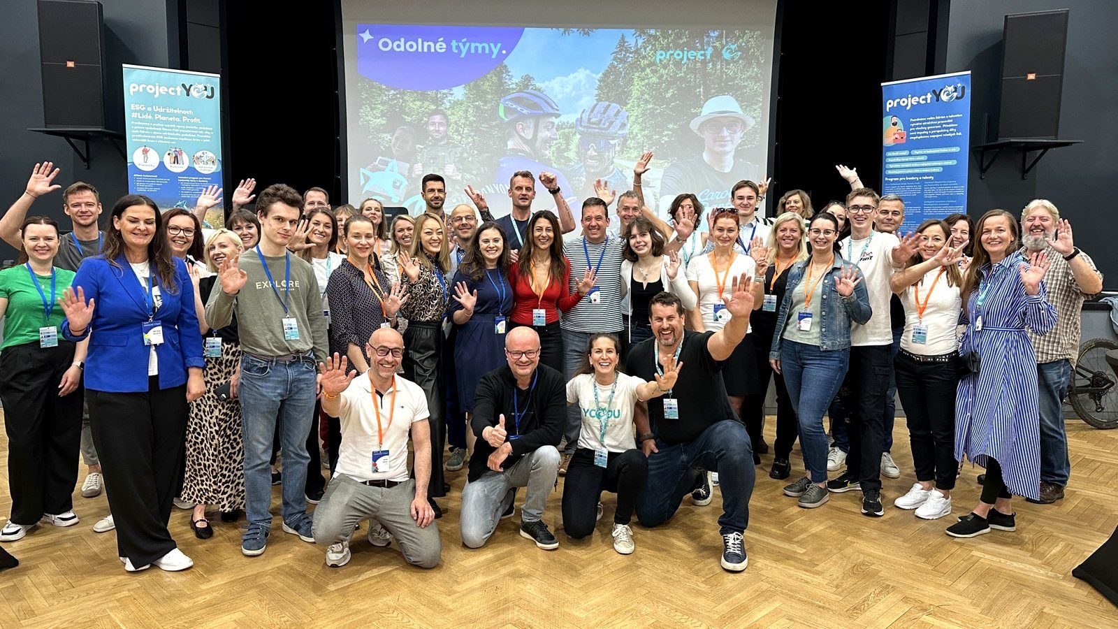 Participants gathering for a group photograph at a projectYOU event